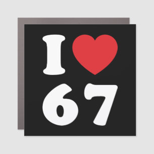 67 Funny Meme I Love Six Seven 67th Birthday Car Magnet
