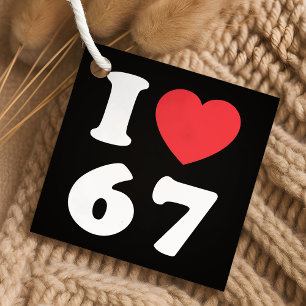 67 Funny Meme I Love Six Seven 67th Birthday Favor Tags