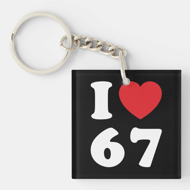 67 Funny Meme I Love Six Seven 67th Birthday Keychain (Front)