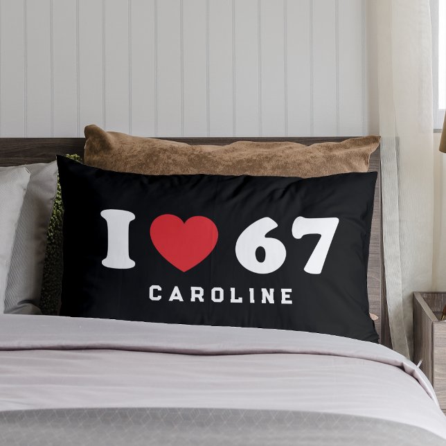 67 Funny Meme I Love Six Seven 67th Birthday Lumbar Pillow (Creator Uploaded)