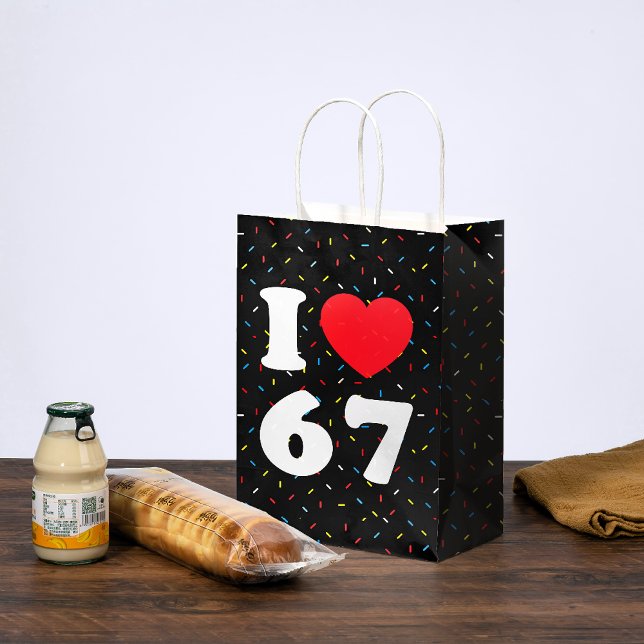 67 Funny Meme I Love Six Seven 67th Birthday Medium Gift Bag (Creator Uploaded)