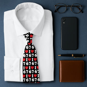 67 Funny Meme I Love Six Seven 67th Birthday Neck Tie