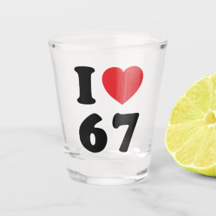 67 Funny Meme I Love Six Seven 67th Birthday Shot Glass