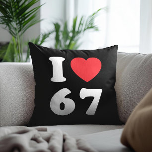 67 Funny Meme I Love Six Seven 67th Birthday Throw Pillow