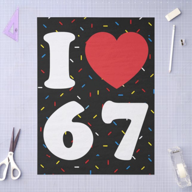 67 Funny Meme I Love Six Seven 67th Birthday Tissue Paper (Craft)