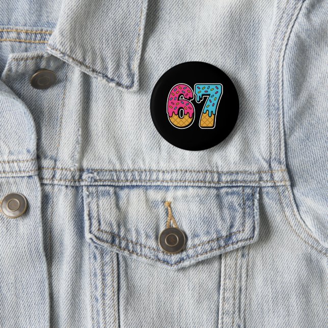 67 Funny Meme Ice Cream Six Seven Gen Alpha Button (In Situ)