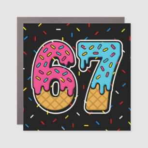67 Funny Meme Ice Cream Six Seven Gen Alpha Car Magnet