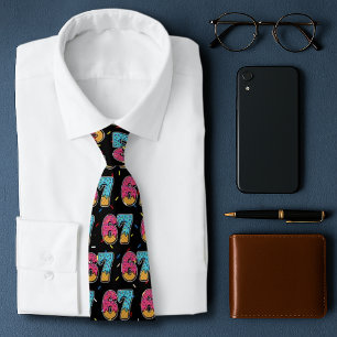 67 Funny Meme Ice Cream Six Seven Gen Alpha Neck Tie