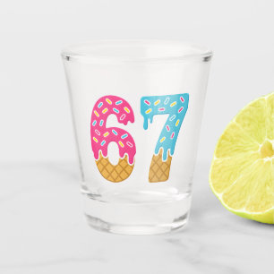67 Funny Meme Ice Cream Six Seven Gen Alpha Shot Glass