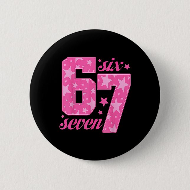 67 Funny Meme Pink Girl  Button (Front)