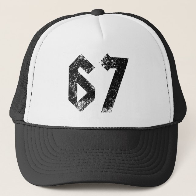67 Funny Meme Six Seven Gen Alpha Trucker Hat (Front)