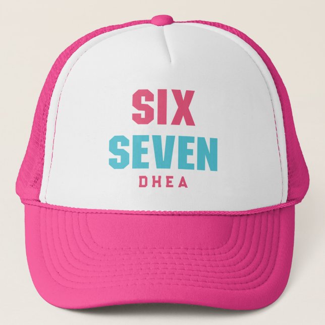 67 Funny Meme Six Seven Gen Alpha Trucker Hat (Front)