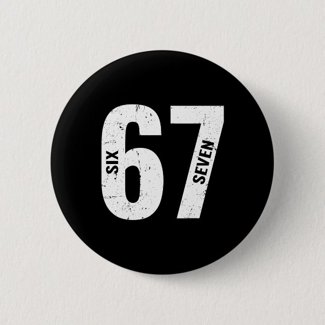 67 Funny Meme Six Seven Retro  Button (Front)