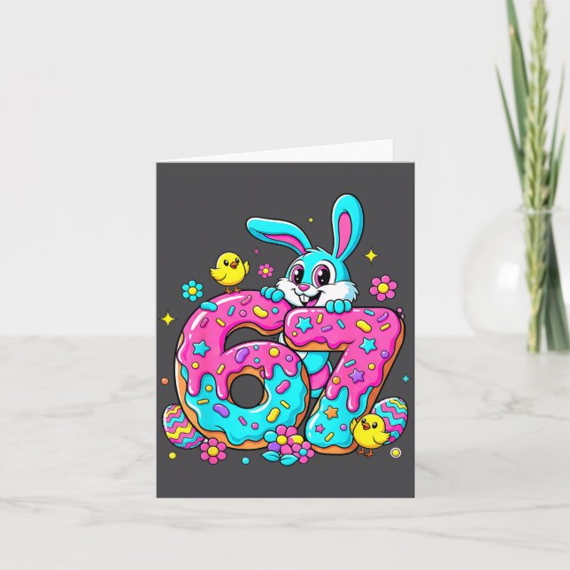 67 Funny Six Seven Gen Meme Cute Rabbit Bunny East Card (Front)