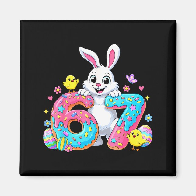 67 Funny Six Seven Gen Meme Cute Rabbit Bunny East Magnet (Front)
