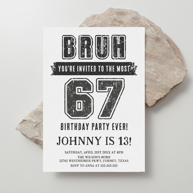 67 Funny Six Seven Party Teen Boy Birthday Invitation (Creator Uploaded)