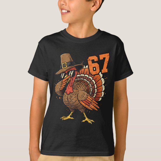 67 Funny Thanksgiving Turkey Meme Six Seven 6 7  T-Shirt (Front)