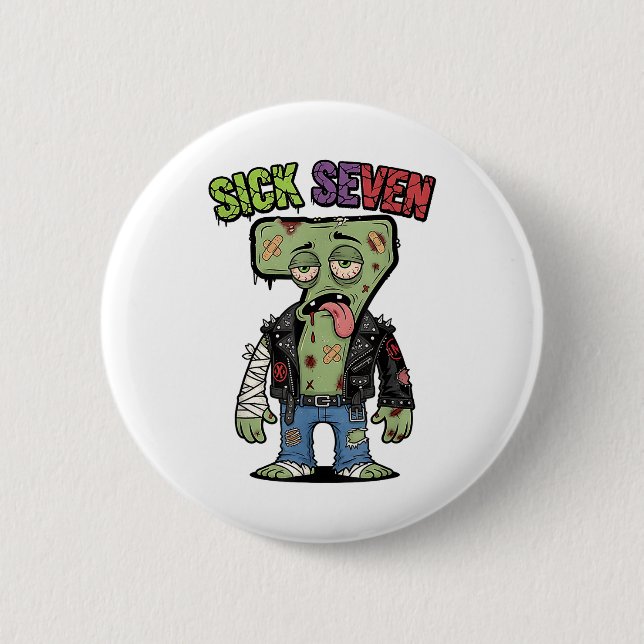 67 Funny Zombie Six Seven Humor Meme Brainrot Sick Button (Front)