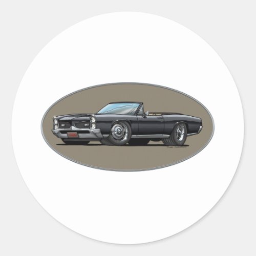 67 GTO_Black_Convt Classic Round Sticker