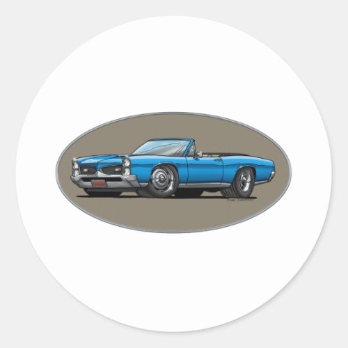 67 GTO_Blue_Convt Classic Round Sticker