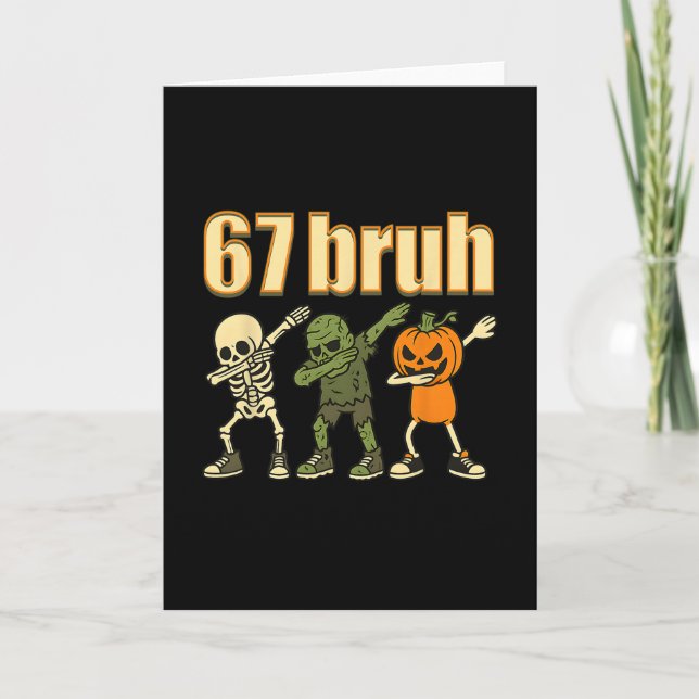 67 Halloween Bruh Funny Brainrot Meme Six Seven Bo Card (Front)