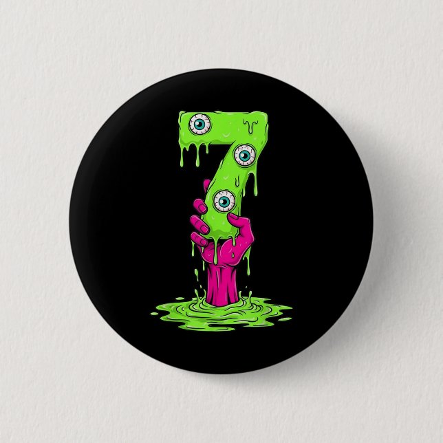 67 Halloween Costume Funny Number 7 Seven Meme For Button (Front)