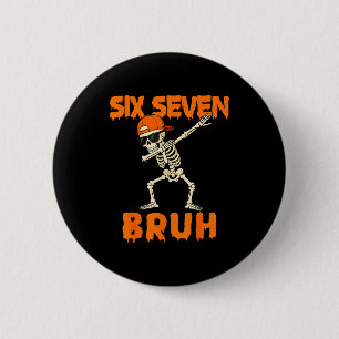 67 Halloween Funny Six Seven Meme Brainrot Pumpkin Button
