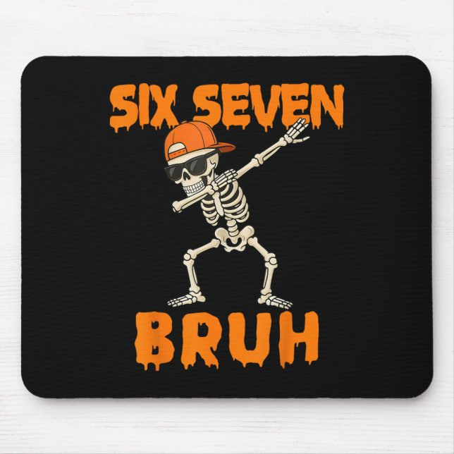 67 Halloween Funny Six Seven Meme Brainrot Pumpkin Mouse Pad (Front)