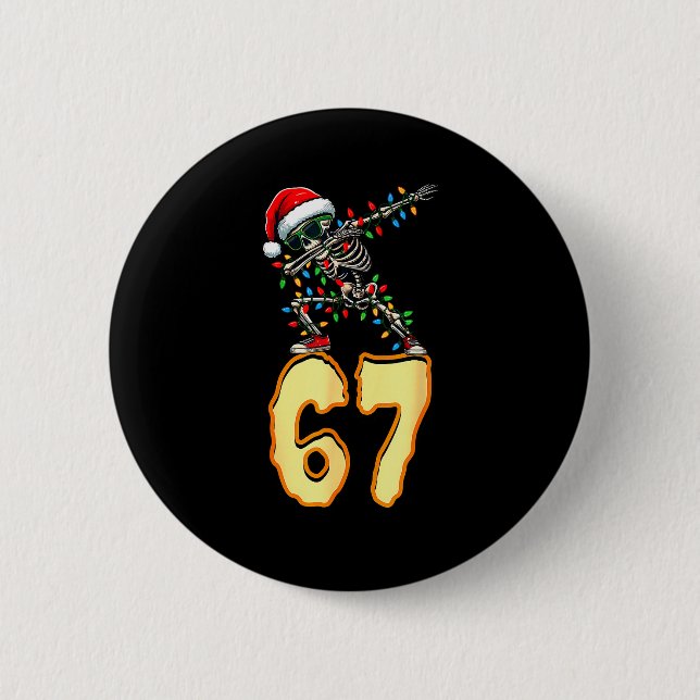 67 Halloween Meme 6 7 Numbers Six Seven Funny Kids Button (Front)
