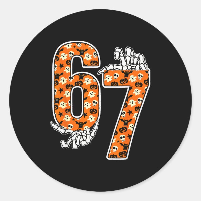 67 Halloween Meme 6 7 Numbers Six Seven Funny Kids Classic Round Sticker (Front)