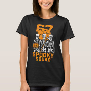 67 Halloween Meme 6 7 Numbers Six Seven Kids Skele T-Shirt