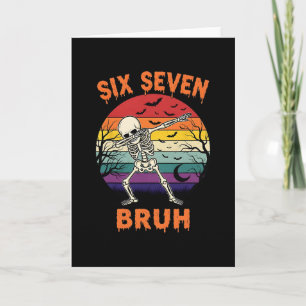 67 Halloween Meme Six Seve Skeleton Numbers Funny Card