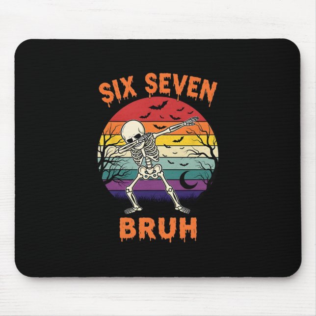 67 Halloween Meme Six Seve Skeleton Numbers Funny  Mouse Pad (Front)