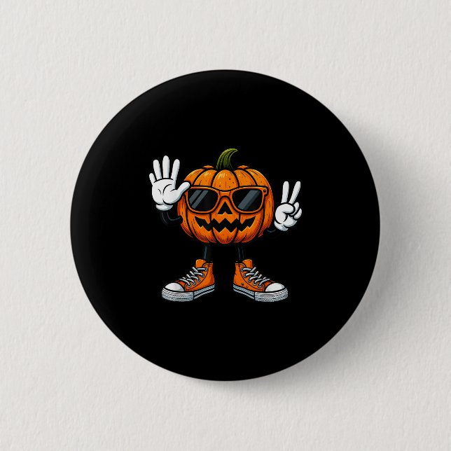 67 Halloween Pumpkin Funny Brainrot Meme Kids Six  Button (Front)