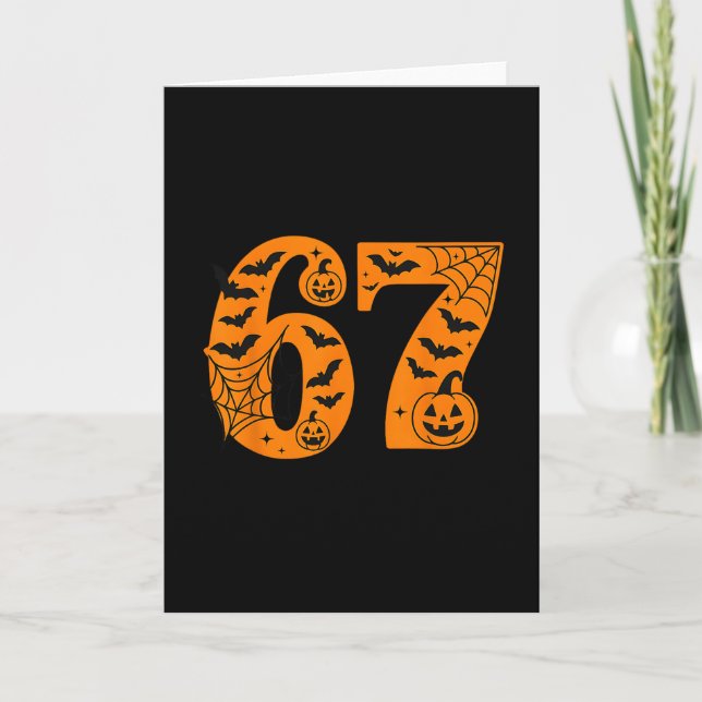 67 Halloween Six Seven Brainrot Meme Boys Kids Fun Card (Front)