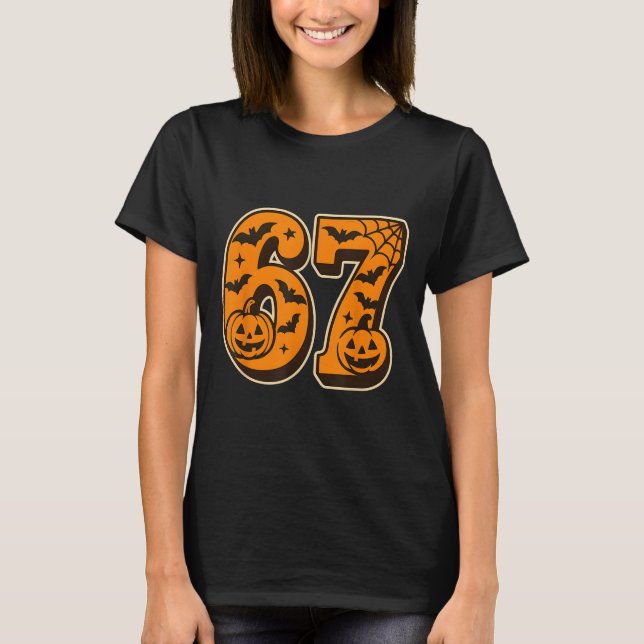 67 Halloween Six Seven Brainrot Meme Boys Kids Fun T-Shirt (Front)