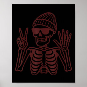 67 Halloween Skeleton Peace Sign Funny Meme Six Se