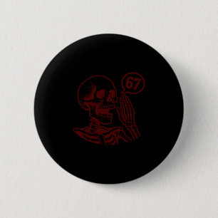 67 Halloween Skeleton Six Seven Meme Brainrot Funn Button
