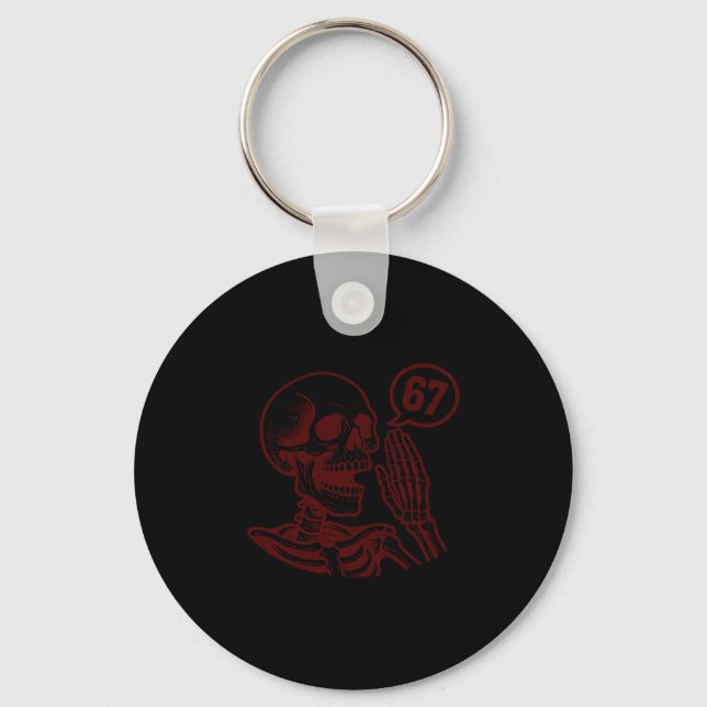 67 Halloween Skeleton Six Seven Meme Brainrot Funn Keychain (Front)