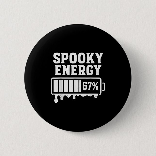 67 Halloween Spooky Energy Brainrot Meme Six Seven Button (Front)