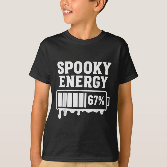 67 Halloween Spooky Energy Brainrot Meme Six Seven T-Shirt (Front)