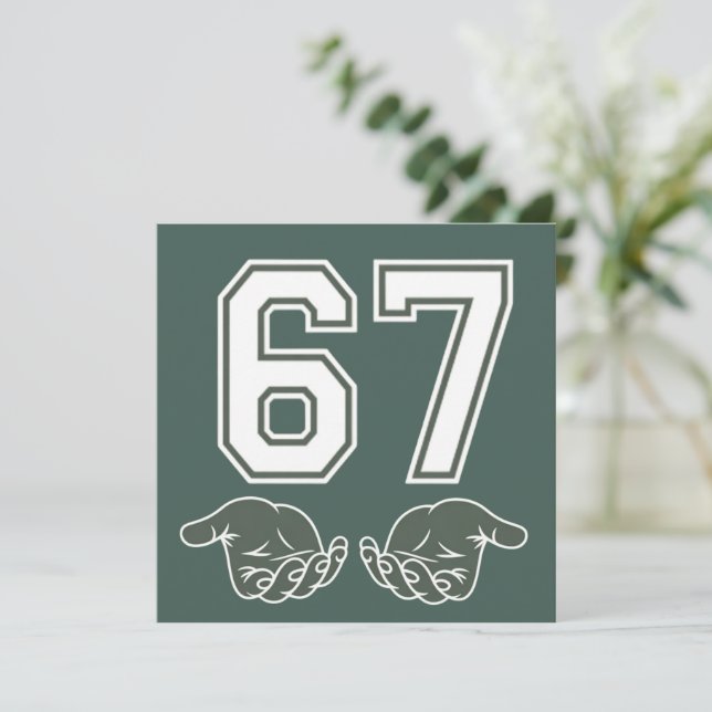 67 Hand Funny Six Seven Meme Generation Alpha  Holiday Card (Standing Front)