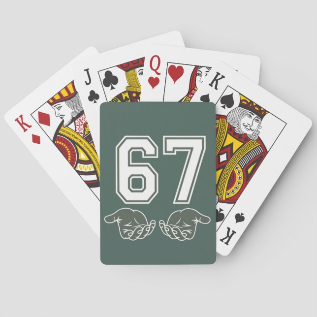 67 Hand Funny Six Seven Meme Generation Alpha  Poker Cards (Back)
