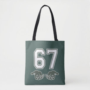67 Hand Funny Six Seven Meme Generation Alpha Tote Bag