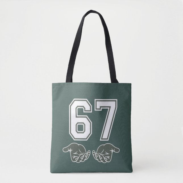 67 Hand Funny Six Seven Meme Generation Alpha  Tote Bag (Front)