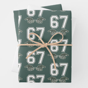 67 Hand Funny Six Seven Meme Generation Alpha Wrapping Paper Sheets