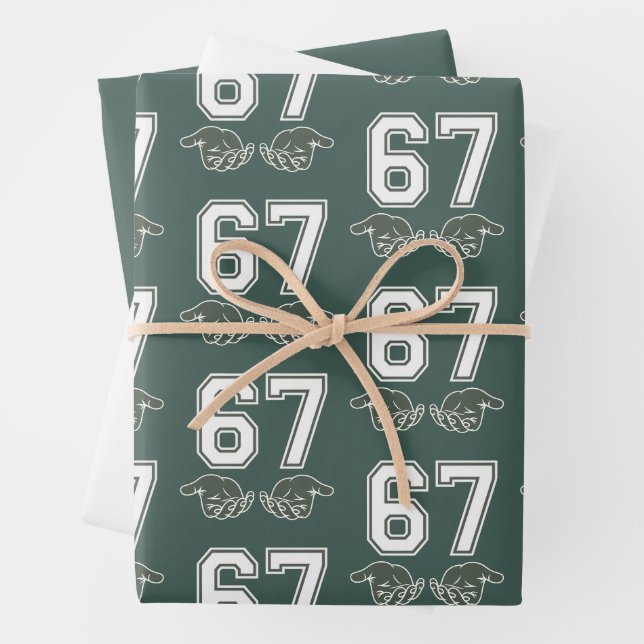 67 Hand Funny Six Seven Meme Generation Alpha  Wrapping Paper Sheets (In situ)