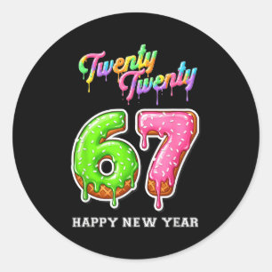 67 Happy New Year's Eve Six Seven Funny 2026 Brain Classic Round Sticker