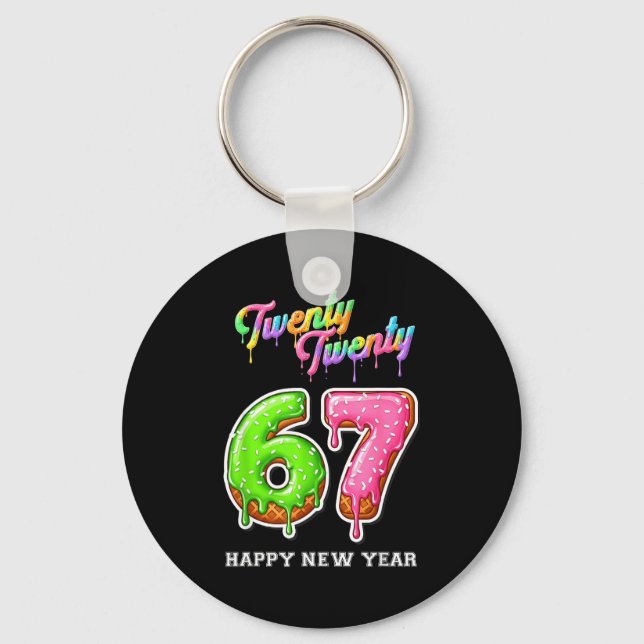67 Happy New Year's Eve Six Seven Funny 2026 Brain Keychain (Front)