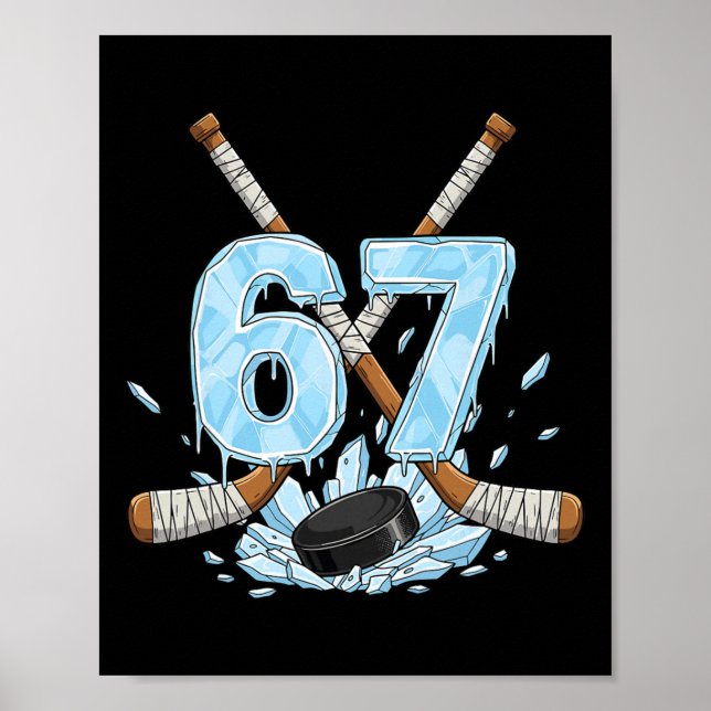 67 Hockey Drip Funny Number 67 Meme Six Seven Men  Poster (Front)
